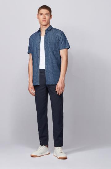 Koszula BOSS Denim Style Slim Fit Ciemny Niebieskie Męskie (Pl68466)